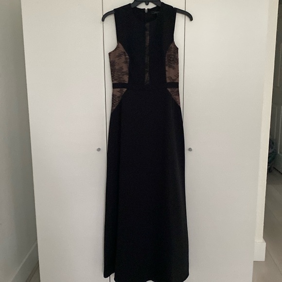 BCBG MaxArua Long Dress with Lace and VNeck transparent - Picture 1 of 8